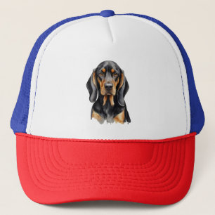 Elegante waterverf Black & Tan Coonhound Dog Trucker Pet