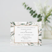 Elegante waterverf blad gouden bruiloft briefkaart (Staand voorkant)