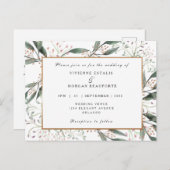 Elegante waterverf blad gouden bruiloft briefkaart (Voorkant / Achterkant)