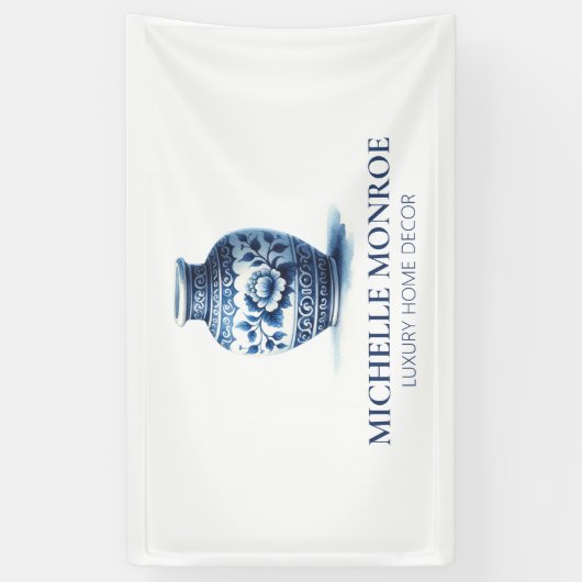 Elegante Waterverf Blauwe Ginger Jar Designer, Dec Spandoek (Verticaal)
