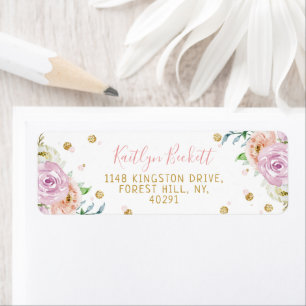 Elegante waterverf bloem retouradreslabels etiket