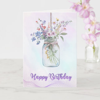 Elegante Waterverf Bloem Verjaardagskaart Kaart