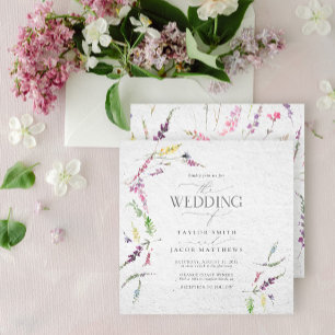 Elegante Waterverf Bloem Wilde Bloem Bruiloft Kaart