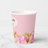 Elegante Waterverf Bloemachtige Bruidsdouche Papieren Bekers (Links)