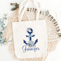 Elegante waterverf Bloemblauw Nautische Naam