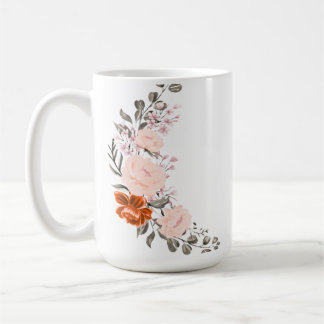 Elegante waterverf bloemboeket en botanische afbee koffiemok