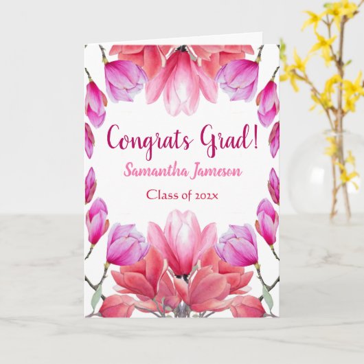 Elegante Waterverf Bloemen Afstuderen Afstuderen Kaart (Gele Bloem)