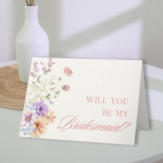 Elegante Waterverf Bloemen Bruidsmeisje Voorstel Kaart