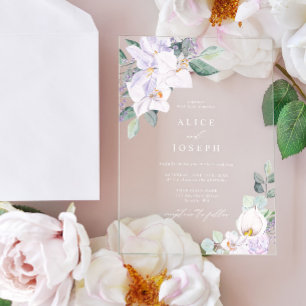 Elegante Waterverf Bloemen Bruiloft Acryl Uitnodigingen
