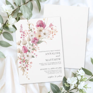 Elegante Waterverf Bloemen Bruiloft Kaart