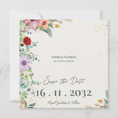 Elegante waterverf bloemen bruiloft save the date (Voorkant)