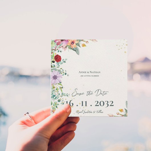 Elegante waterverf bloemen bruiloft save the date