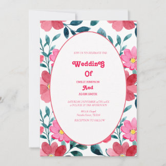 elegante waterverf BLOEMEN BRUILOFT Uitnodiging