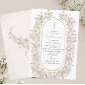 Elegante Waterverf Bloemen Doop Kaart