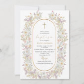 Elegante Waterverf Bloemen Doop Kaart (Voorkant)