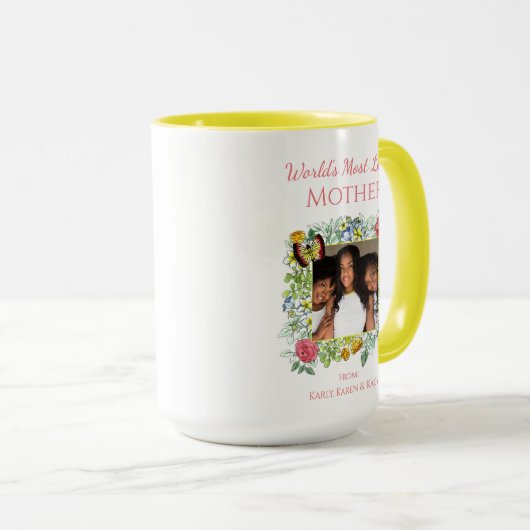 Elegante Waterverf Bloemen Foto Lijst Moederdag Mok (Voorkant rechts)