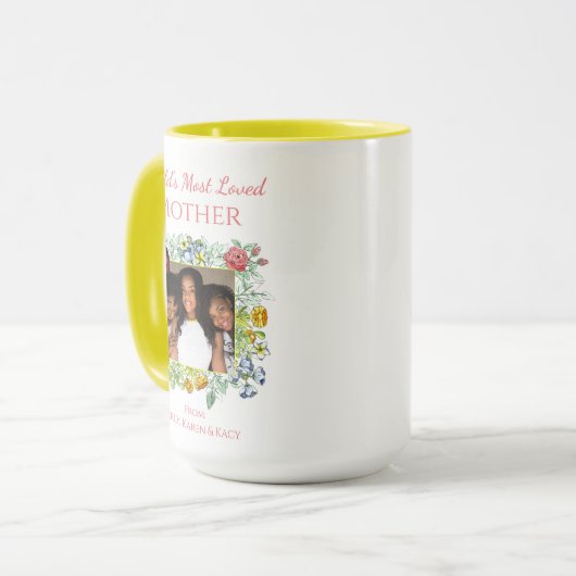 Elegante Waterverf Bloemen Foto Lijst Moederdag Mok (Voorkant links)