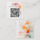 Elegante Waterverf Bloemen Huwelijk QR Code RSVP Informatiekaartje (Voorkant / Achterkant)