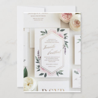 Elegante Waterverf Bloemen Huwelijksuitnodiging |  Kaart