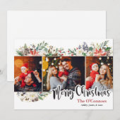 Elegante Waterverf Bloemen Kerstkaart (Voorkant / Achterkant)