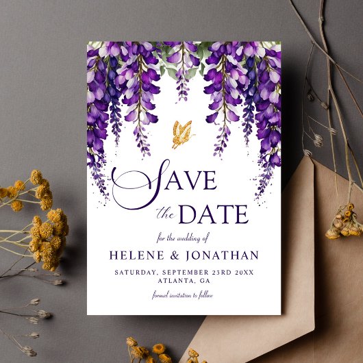 Elegante Waterverf Bloemen Lavendel Tuin bruiloft Save The Date