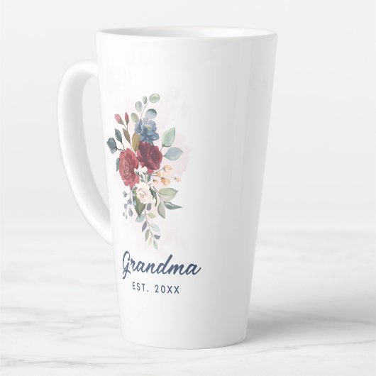 Elegante Waterverf Bloemen Oma Custom Latte Mok (Linkerhoek)