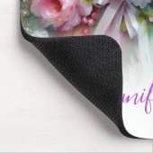 Elegante Waterverf Bloemen Script Naam Verticaal Muismat (Hoek)