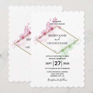 Elegante waterverf bloemen trouwkaarten kaart