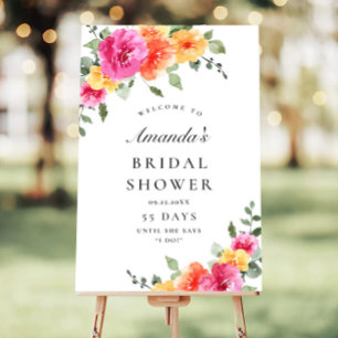 Elegante Waterverf Bloemen WELKOM Vrijgezellenfees Poster