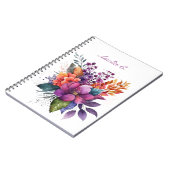 Elegante Waterverf Bloemen Wit Notitieboek (Linkerzijde)