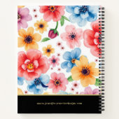 Elegante waterverf bloemen zwart goud professional notitieboek (Achterkant)