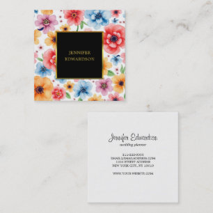 Elegante waterverf bloemenboho professional vierkante visitekaartje