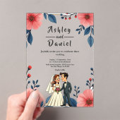 Elegante Waterverf Bloemenbruid Bruidegom Chic Wed Acryl Uitnodigingen (Insitu (Draagbaar))