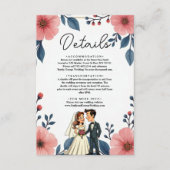 Elegante Waterverf Bloemenbruid Bruidegom Chic Wed Informatiekaartje (Voorkant)