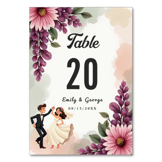 Elegante Waterverf Bloemenbruid Bruidegom Chic Wed Kaart (Voorkant)