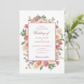 Elegante Waterverf bloemenbruiloft Kaart (Staand voorkant)