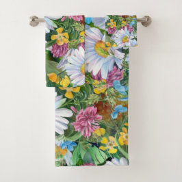 Elegante waterverf bloemendecoratie oogverblindend bad handdoek