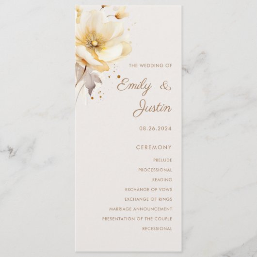 Elegante Waterverf bloemendelicate bruiloft Programma (Voorkant)