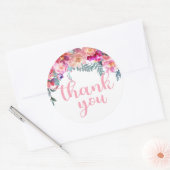 Elegante Waterverf Bloemendruppel Dank u Ronde Sticker (Envelop)