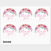 Elegante Waterverf Bloemendruppel Dank u Ronde Sticker (Vel)