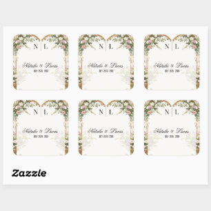 Elegante Waterverf Bloemenhart thema Vierkante Sticker
