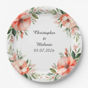 Elegante waterverf bloemenkader papieren bordje