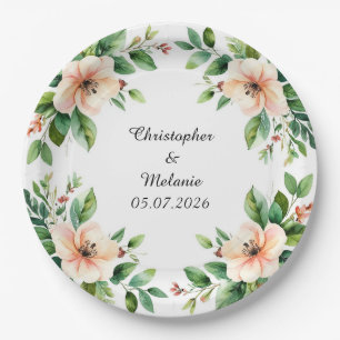 Elegante waterverf bloemenkader  papieren bordje