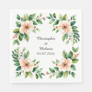 Elegante waterverf bloemenkader servet