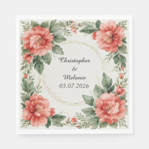 Elegante waterverf bloemenkader servet