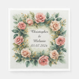 Elegante waterverf bloemenkader servet