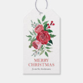 Elegante Waterverf bloemenkerst Cadeaulabel (Voorkant)