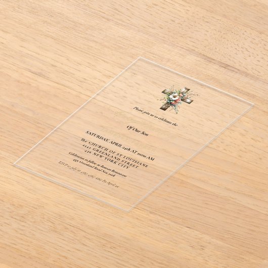 Elegante Waterverf Bloemenkruis bevestiging Acryl Uitnodigingen (Laagn)