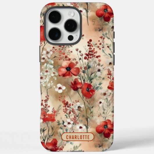 Elegante Waterverf Bloemenpatroon gepersonaliseerd Case-Mate iPhone Case (Achterkant)