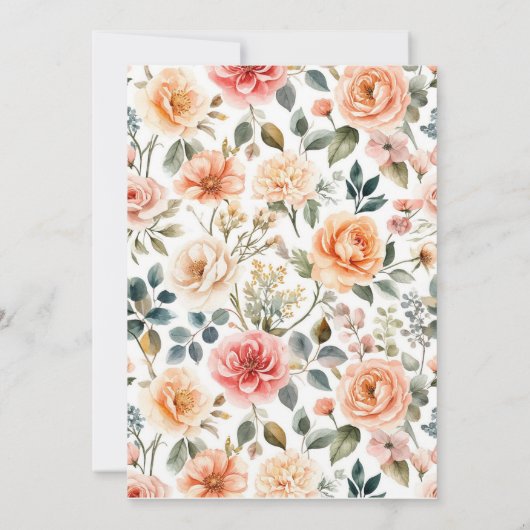 Elegante waterverf bloementuin feestuitnodiging kaart (Achterkant)